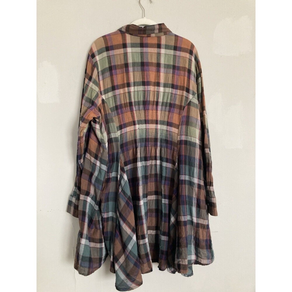 Soft Surroundings Plaid Swing Tunic Top XL Pleated Pastel Boho - Picture 10 of 12